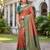 ORANGE GREEN ART SILK BANARASI JACUARD WORK SAREE WITH UNSTITCHED BLOUSE PIECE