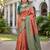 ORANGE GREEN ART SILK BANARASI JACUARD WORK SAREE WITH UNSTITCHED BLOUSE PIECE