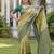 PARROT GREEN ART SILK BANARASI JACUARD WORK SAREE WITH UNSTITCHED BLOUSE PIECE