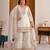 White silk blend embroidered palazzo set