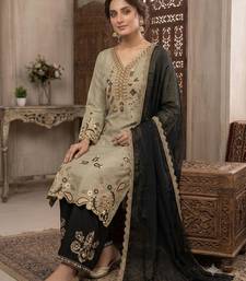 Olive silk blend embroidered palazzo set