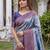 TURQUOISE  ART SILK BANARASI JACUARD WORK SAREE WITH UNSTITCHED BLOUSE PIECE