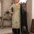 Olive silk blend embroidered palazzo set