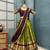 Olive Green Half Saree Set with Maroon Embroidered Blouse & Dupatta
