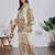 Beige cotton silk printed kurta set