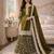 Olive silk blend embroidered palazzo set