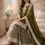 Olive silk blend embroidered palazzo set