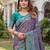 TURQUOISE ART SILK BANARASI JACUARD WORK SAREE WITH UNSTITCHED BLOUSE PIECE