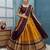 Mustard Half Saree Set with Maroon Embroidered Blouse & Dupatta