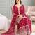 Red silk blend embroidered palazzo set