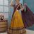 Mustard Half Saree Set with Maroon Embroidered Blouse & Dupatta