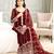 Maroon silk blend embroidered palazzo set