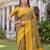 GREEN MUSTARD ART SILK BANARASI JACUARD WORK SAREE WITH UNSTITCHED BLOUSE PIECE