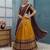 Mustard Half Saree Set with Maroon Embroidered Blouse & Dupatta