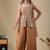 Brown viscose embroidered sharara set