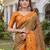 GREEN ORANGE ART SILK BANARASI JACUARD WORK SAREE WITH UNSTITCHED BLOUSE PIECE