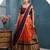 Orange Half Saree Set with Maroon Embroidered Blouse & Dupatta