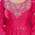 Hot-pink silk blend thread flared embroidered gown set