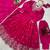 Hot-pink silk blend thread flared embroidered gown set