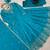 Blue silk blend thread embroidered flared gown set