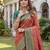 orange green art silk banarasi jacuard work designer saree with unstitched blouse piece
