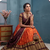 Orange Half Saree Set with Maroon Embroidered Blouse & Dupatta