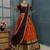 Orange Half Saree Set with Maroon Embroidered Blouse & Dupatta