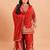 Red silk blend embroidered palazzo set