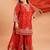 Red silk blend embroidered palazzo set