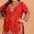 Red silk blend embroidered palazzo set