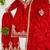 Red silk blend embroidered palazzo set