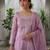 Lavender silk blend embroidered palazzo set