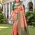PEACH GREEN ART SILK BANARASI JACUARD WORK SAREE WITH UNSTITCHED BLOUSE PIECE
