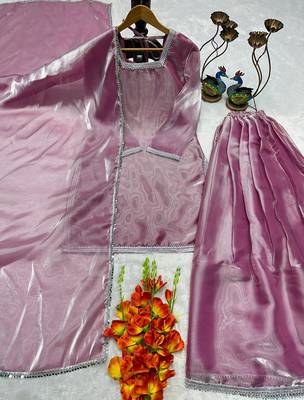 Lavender silk blend embroidered palazzo set 4