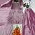 Lavender silk blend embroidered palazzo set
