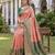 PEACH GREEN ART SILK BANARASI JACUARD WORK SAREE WITH UNSTITCHED BLOUSE PIECE
