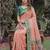 PEACH GREEN ART SILK BANARASI JACUARD WORK SAREE WITH UNSTITCHED BLOUSE PIECE
