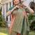 PEACH GREEN ART SILK BANARASI JACUARD WORK SAREE WITH UNSTITCHED BLOUSE PIECE