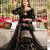 Black velvet embroidered sharara set