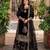 Black velvet embroidered sharara set