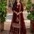 Red velvet embroidered sharara set