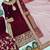 Red velvet embroidered sharara set