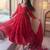 Red silk blend plain anarkali set
