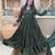 Dark-green silk blend plain anarkali set