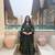 Dark-green silk blend plain anarkali set