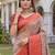 TURQUOISE RED ART SILK BANARASI JACUARD WORK SAREE WITH UNSTITCHED BLOUSE PIECE