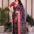 black color zari weaving border work cotton blend saree