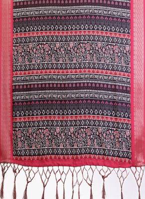 black color zari weaving border work cotton blend saree 5