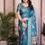 blue color zari weaving border work cotton blend saree