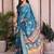 blue color zari weaving border work cotton blend saree